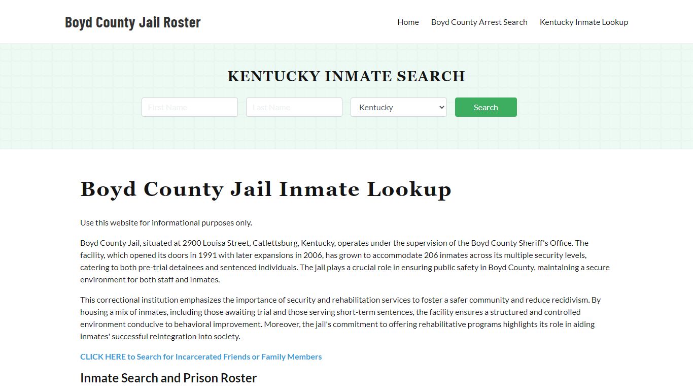 Boyd County Jail Roster Lookup, KY, Inmate Search